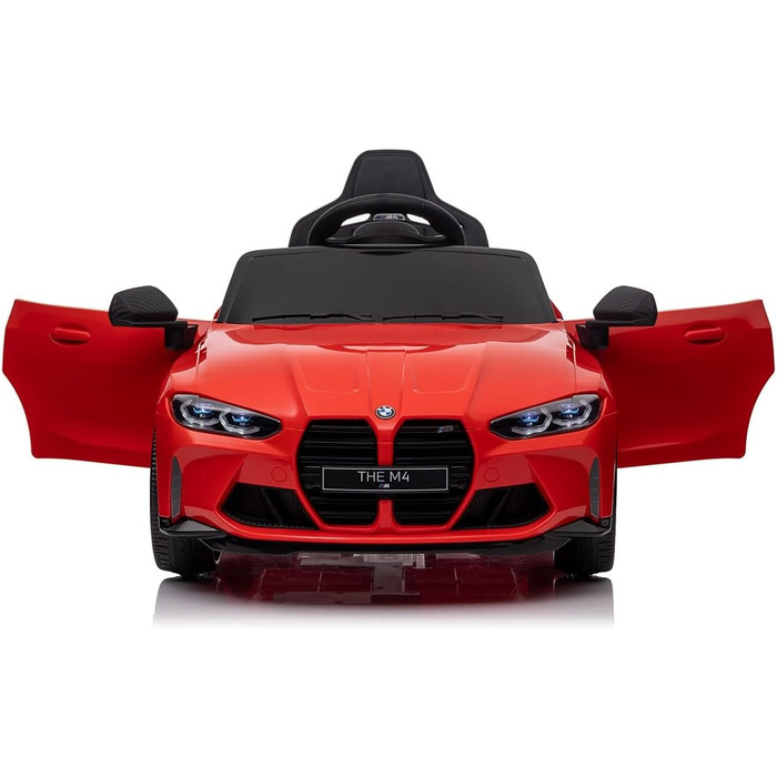 Дитячий електромобіль BMW M4 MPower 90W, EVA колеса, шкіряне сидіння, 12V 10Ah, Bluetooth, пульт, червоний