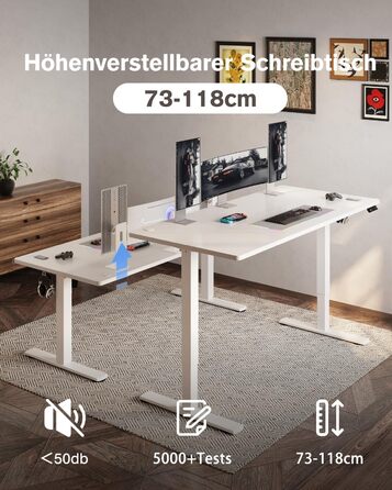 Регульований стіл Devoko з USB-роз'ємом, електричний, 160x70 см, білий