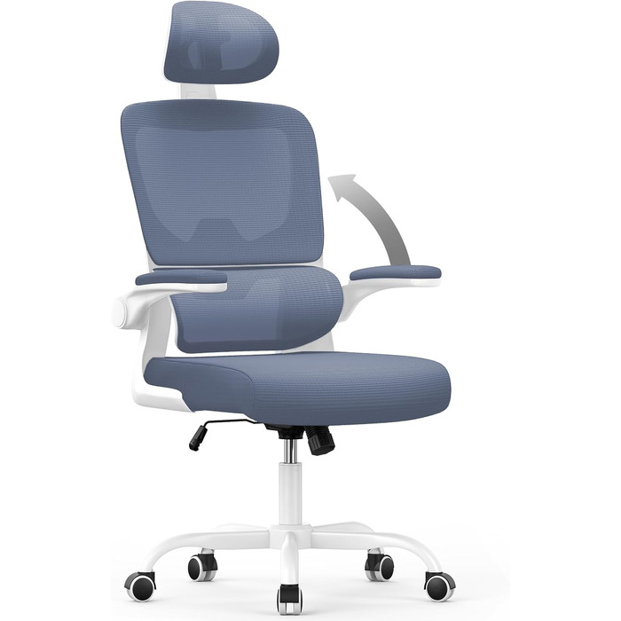 Офісний стіл Naspaulro: ергономічний крісло з регульованою підголівником, підлокітниками та підтримкою попереку. Дихаючий сітчастий матеріал для дому та офісу.