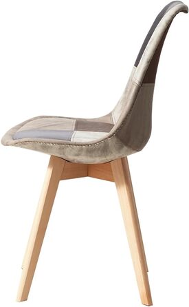 Набір обідніх стільців 6 шт., масивні дерев'яні ніжки, знімні подушки, кухонні стільці, сучасний дизайн (6 шт., світло-коричневий patchwork)