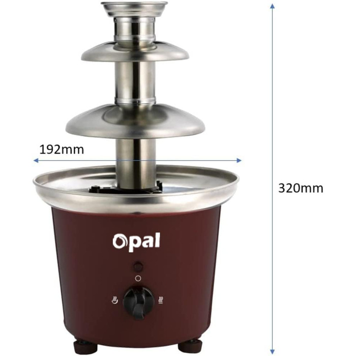 Шоколадний фонтан Opal - фонтан з нержавіючої сталі, електричний 3-ярусний, 90W, 900мл для вечірок, свят та дому