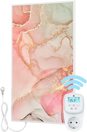 Інфрачервоний обігрівач BR Bringer з рамкою - 60x100см - Fluid Art Marble Pink 800 Вт з термостатом Wifi