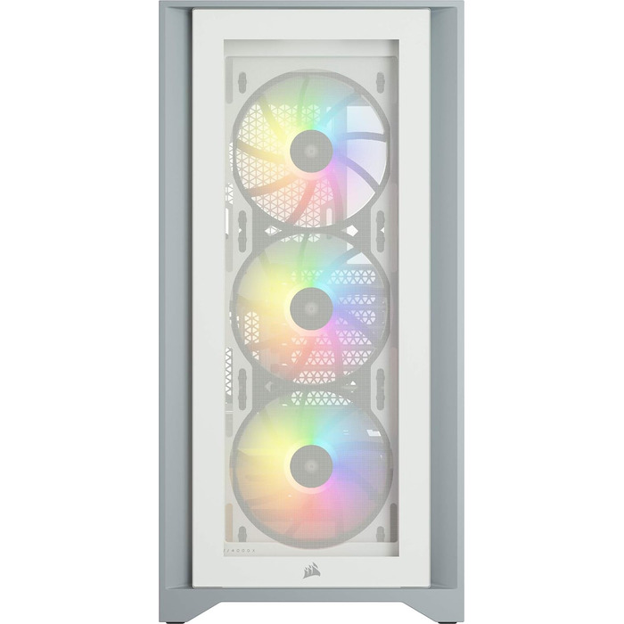 Корпус для ПК CORSAIR iCUE 4000X RGB, середній ATX, білий, із загартованим склом, 3 вентилятори SP120 RGB ELITE, контролер iCUE Lighting Node CORE, високий повітряний потік