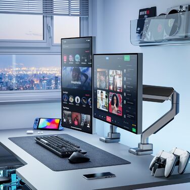 Кріплення для монітора ARES WING з USB A/C, 17'-45', регульована висота, вантажопідйомність 18 кг, VESA 75/100 мм, білий (сірий)