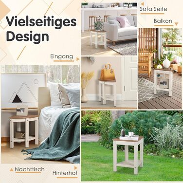 Лавка для душу Costway з поличкою, коричнево-біла, 32.5x32.5x43.5 см, до 165 кг