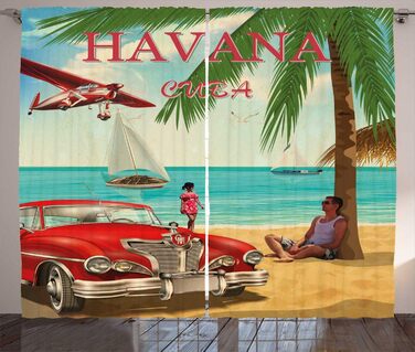 Штора в сільському стилі, ретро Гавана Куба, 280 x 175 см