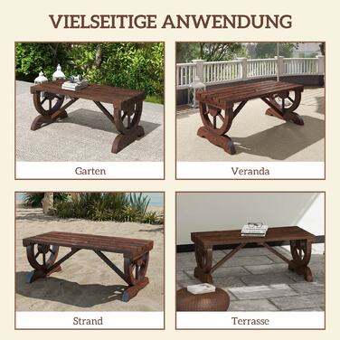 Садова лавка Outsunny Wood Атмосферостійка 98 x 50 x 39.5 см, Сільська лавка для садових меблів, міцна та стильна