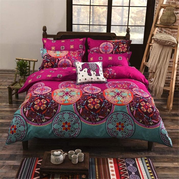 Комплект постільної білизни Koudi Boho 135x200, 4 шт. и, вінтажний візерунок мандала, мікрофібра, в т.ч. 2 подушки 80x80 см