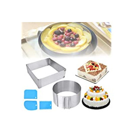 Кільце для торта ДІКЕБАО з 2 предметів регульоване кругле деко для торта прямокутна форма для випічки 15 30 см висувне кільце для торта 15 28 см 3 шт.