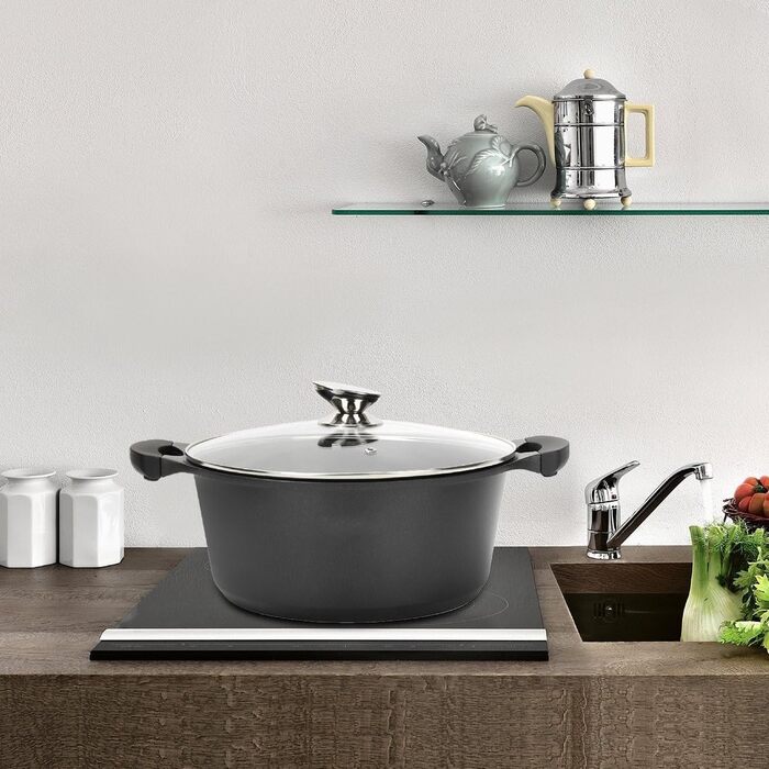 Набір посуду Royalty Line Lavica RL-ES1014M 14 предметів Rosso Borgogna - каструлі, сковороди та кришки для дому та професійної кухні