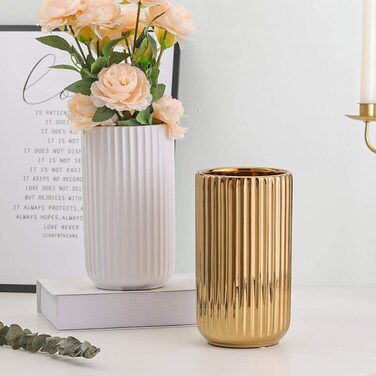 Декоративна керамічна ваза HCHLQLZ 22 см золотиста