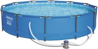 Кругла рама зі сталевою рамою та фільтруючим насосом, (366 x 76 см, басейн набір для догляду за басейном Flowclear)