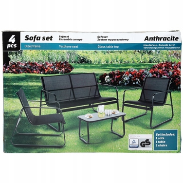 Комплект садових меблів зі штучного ротанга ZD Trading Lato, чорний, 4 предмети