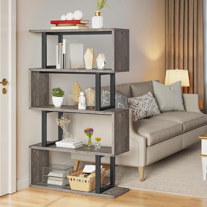 Стильна полиця-стелаж YITAHOME 5-ярусна сірого кольору, 30x80x145 см – для вітальні, спальні, офісу