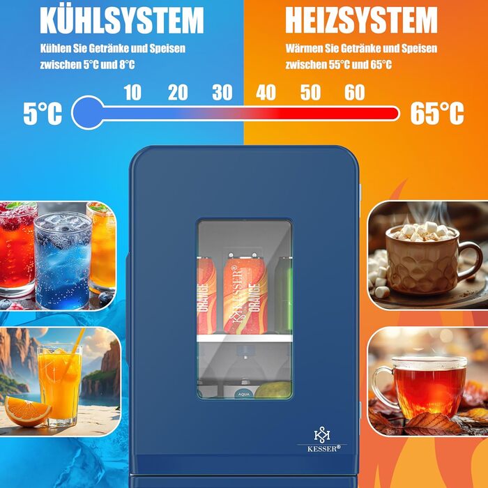 Міні холодильник KESSER® 2в1: 15 літрів, охолодження та підігрів, портативний, AC/DC, для авто, офісу, кемпінгу