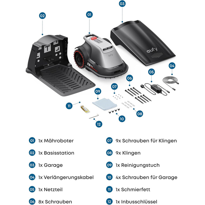 Робот-газонокосилка Eufy E15 без дроту, для саду до 800 м², TrueVision, Smart-навігація, уникнення перешкод, керування через додаток