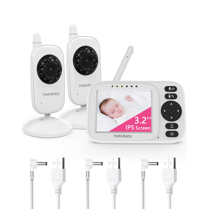 Відеоняня HelloBaby HB2438-2 з 2 камерами, 3.2