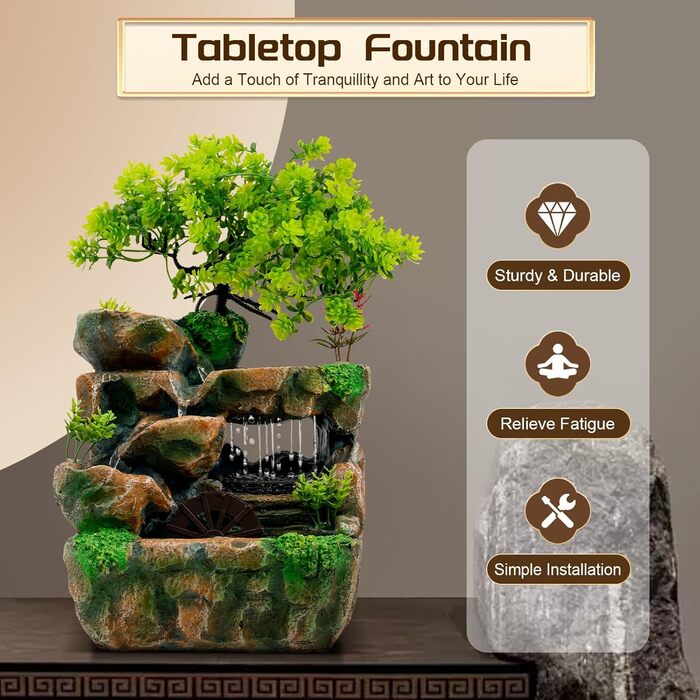 Кімнатний фонтан з LED підсвічуванням: декор для дому, офісу та інтер'єру