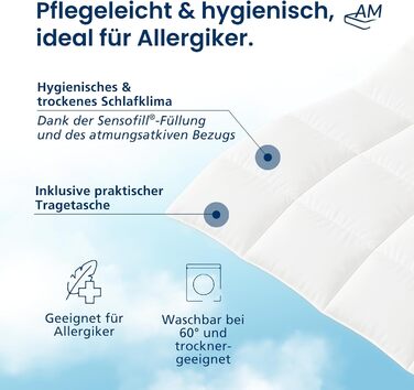 Плед DormiGood Premium з мікрофібри, 140x200 см, Made in Germany, для алергіків, з наповнювачем Sensofill, сертифікат Oeko TEX, бавовняний чохол, 1 шт.