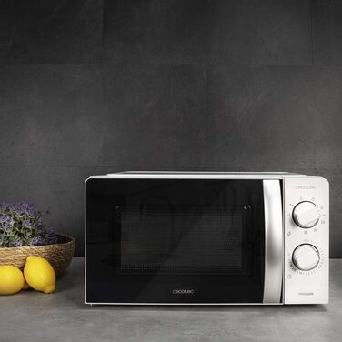 Мікрохвильова піч Cecotec ProClean 3060 20 л з грилем, 700 Вт, Ready2Clean, 6 режимів, 3D Wave, срібляста (Inox), дзеркальні дверцята