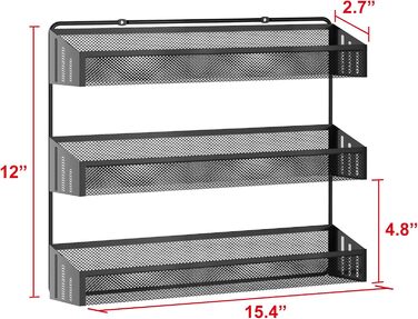 Ярусна настінна стійка для спецій, 2 шт. и, ідеально підходить для кухні (чорний), 3-
