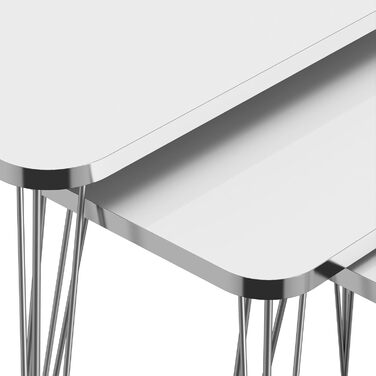 Набір приставних столів Набір гніздових столів Rudkøbing з 3 столів для вітальні з чорним мармуром з квадратною верхньою шпилькою Металевий золотий диванний стіл (білий / сріблястий)