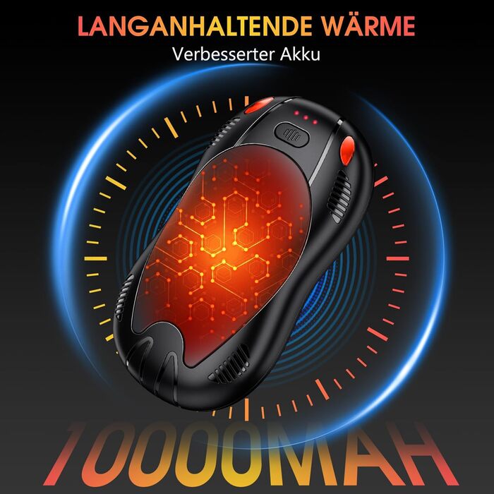 Електричні грілки для рук FANDLISS з акумулятором 10000mAh, двосторонній нагрів, магнітний набір 2 шт., USB, 3 режими нагріву, для кемпінгу та активного відпочинку, подарунок