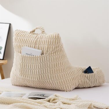 Крісло-мішок Holawakaka для читання та відпочинку з підлокотниками та спинкою, велике, кремове