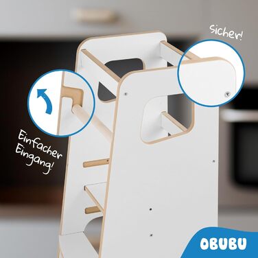 Дитячий навчальний стільчик Монтессорі з перекладиною – білий кухонний помічник, підставка для малюків, безпечний та надійний, з фіксатором, регульована висота, улюблець батьків, сучасний та стійкий, модель 4 - Білий (модель 3 - Білий)