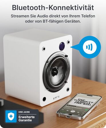 Активні Hi-Fi колонки Majority D50X 60W 2.0 для ПК та ТВ, Bluetooth 5.3, HDMI ARC, AUX, вуглецевий диффузор, білі
