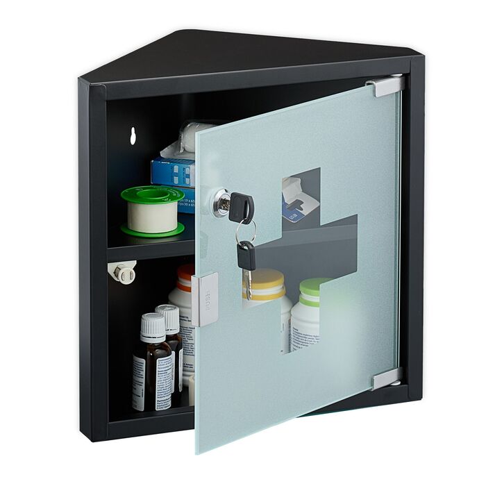 Шафка для медикаментів Relaxdays зі скляними дверцятами