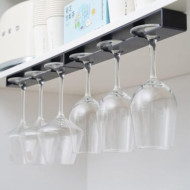 Тримач для келихів DESONAUT під полицю шафи, пластиковий, для сушки, 4 шт. (Чорний)