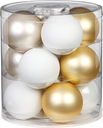 Чарівні ялинкові кулі скляні 8 см 12 шт. ялинкові кулі колір просто білий-мікс (білий) (теплий момент)