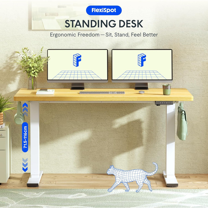 Регульований стіл FLEXISPOT 160x80 см з LED-дисплеєм та пам'яттю (Акорн, Білий)