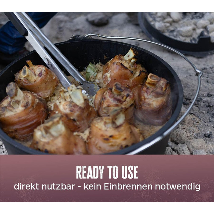 Набір Dutch Oven Grillfürst BBQ Edition DO 9: чавунний котелок з ніжками, 8,5 л (Dutch Oven DO 28) з підйомником кришки та сумкою для зберігання