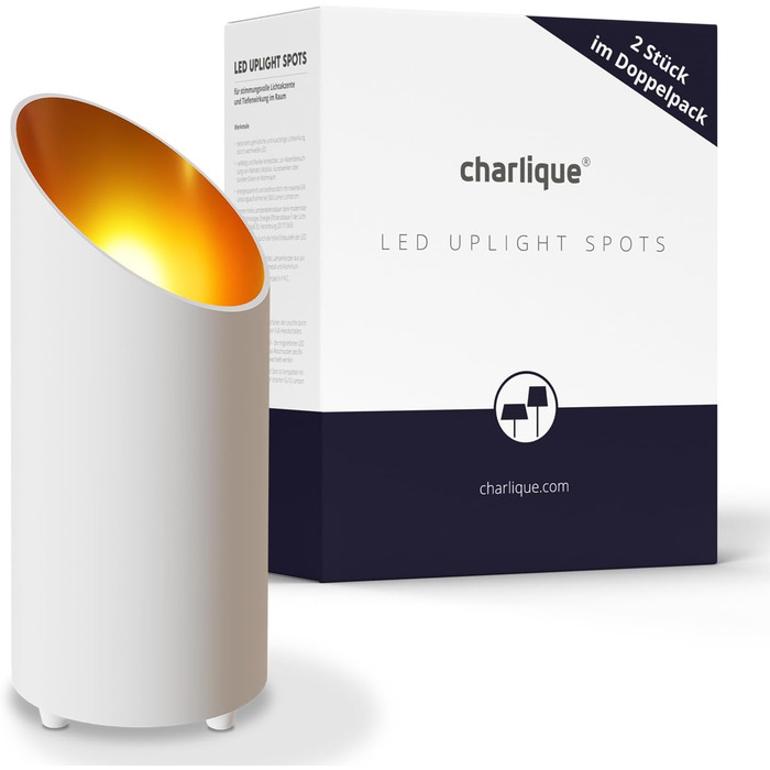 LED прожектор для підлоги (2 шт) білий 6W, напольний світильник для непрямого освітлення вітальні, з лампою GU10 230V, тепле біле світло 2700K