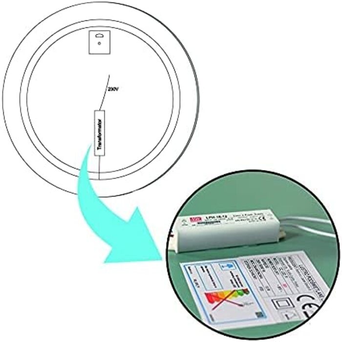 Круглий дзеркало Ramix з LED підсвічуванням, настінний, для ванної кімнати, 50 см, тепле біле світло