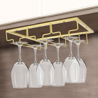 Тримач для келихів вина GBCHOOSE (2 шт.), золото, під шафу, для барів та кухні