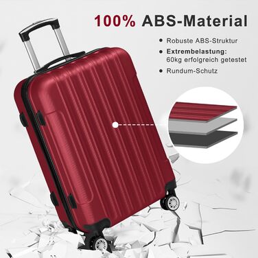 Набір валіз LALAHO 5 шт. з косметичками, з ABS пластику, для подорожей, ручна поклажа, турецький колір, в смужку