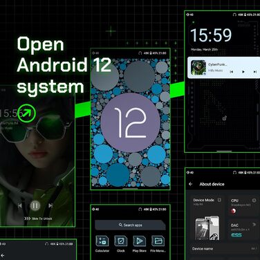 HiBy R4 Android MP3-плеєр з Bluetooth і Wi-Fi, 4DAC, Android 12, підтримка DSD, PCM, MQA, 4.4 мм баланс, 32 ГБ, сріблястий