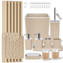 розмір: набір для ванної кімнати + штора для душу + килимки