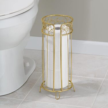Декоративний окремий тримач для туалетного паперу mDesign з місцем для зберігання 3 рулонів туалетного паперу-для ванної / туалетної кімнати-вміщує мега рулон-міцний металевий дріт-хром (виготовлений з м'якої латуні)