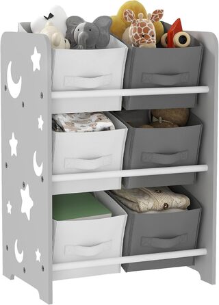 Полиця для іграшок Kinderregal для дітей старше 3 років, сіра, з 6 коробками з фетру, органайзер для іграшок, 43x30x60 см