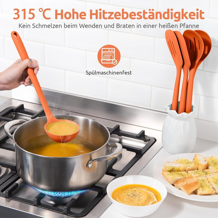 Набір кухонних аксесуарів U-Taste з силікону (5 шт.), стійкий до 315°C, BPA-free, для приготування, перемішування, обсмажування