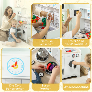 Дитяча кухня Kinderküche з духовкою, мийкою, звуковими ефектами та аксесуарами - чудовий подарунок для дівчаток та хлопчиків віком 3-6 років. Колір: білий.