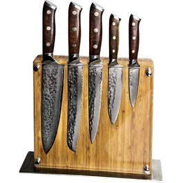 Набір кухонних ножів Stallion Damast з ручкою Ironwood - Японський дамаський сталь VG10, V-подібний край 10 градусів