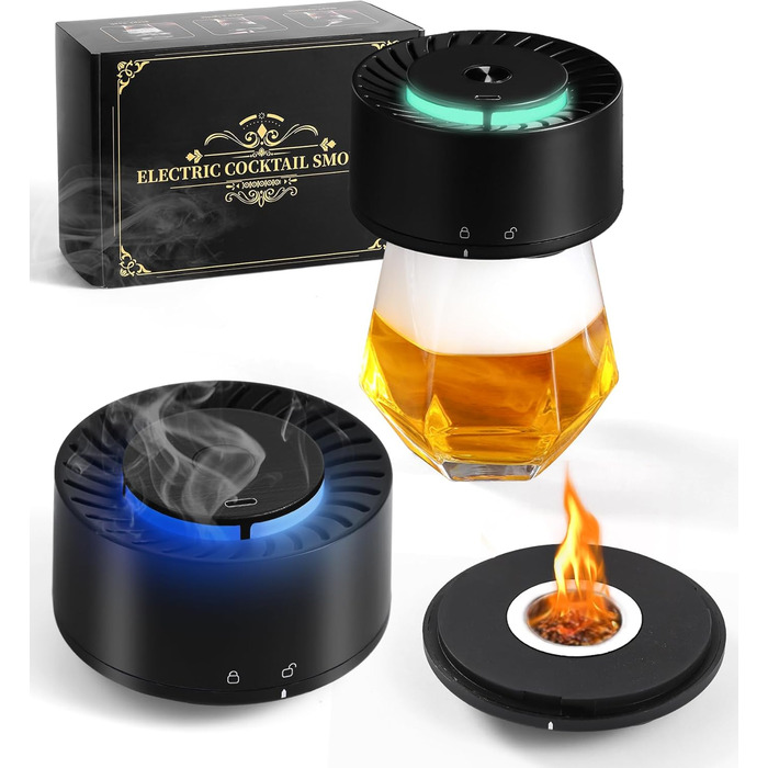 Електричний набір для копчення віскі з LED-підсвічуванням, 6 ароматів деревини, без бутану, перезаряджається, вінтажний, барний аксесуар, подарунок для чоловіків, батька, чоловіка