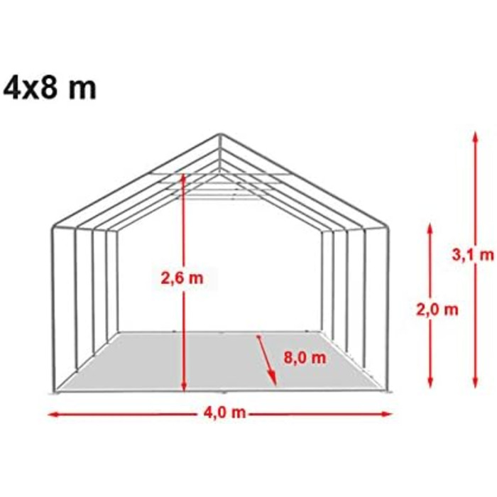 Намет Festzelt Partyzelt 4x8 м вогнестійкий преміум, міцна ПВХ тканина 750 N білий, 100% водонепроникний з підлогою