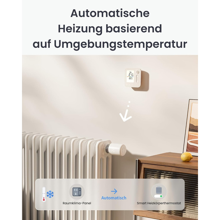SwitchBot Smart Термостат на радіатор Bluetooth з керуванням через додаток, таймером, енергозбереженням, сумісний з Alexa, Apple Home та Home Assistant (потрібен Hub) - Matter Combo