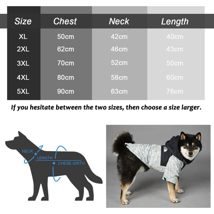 Дощовик для собак Vivi Bear водонепроникна куртка для собак з капюшоном і регульованим поясом Дощовик надлегкий дихаючий светр для собак з капюшоном для середніх і великих собак, (3XL, сірий)